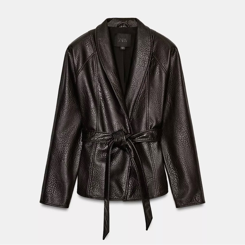 ZARA ZW COLLECTION FAUX LEATHER BELTED JACKET